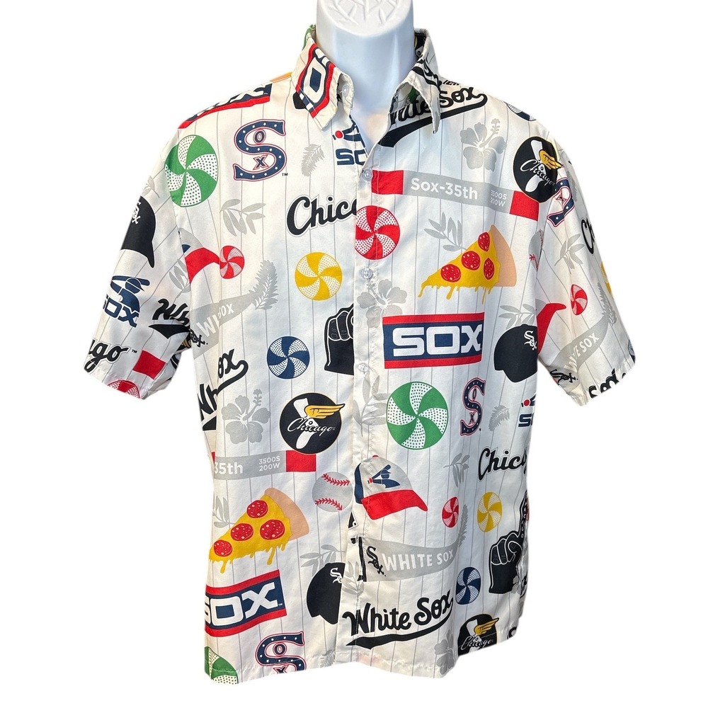 Chicago White Sox Beggars Pizza Promotional Button Up Hawaiian Shirt, Medium